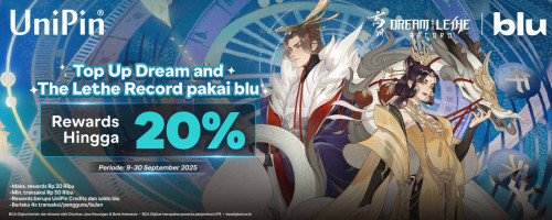 Top Up Dream & The Lethe Record di UniPin pakai blu dan dapatkan Rewards 20%